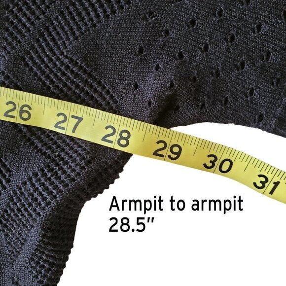 Longline Kimono Style Sleeve Open Cardigan Open Weave Black Size S - Picture 14 of 16